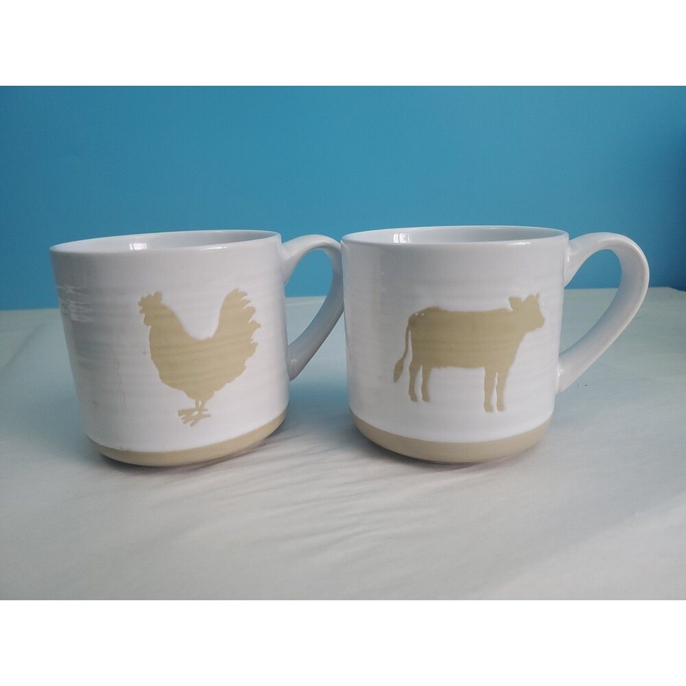 Susan Winget Cracker Barrel Farm Fresh Cow & Rooster Mug  Stoneware Coffee Cup